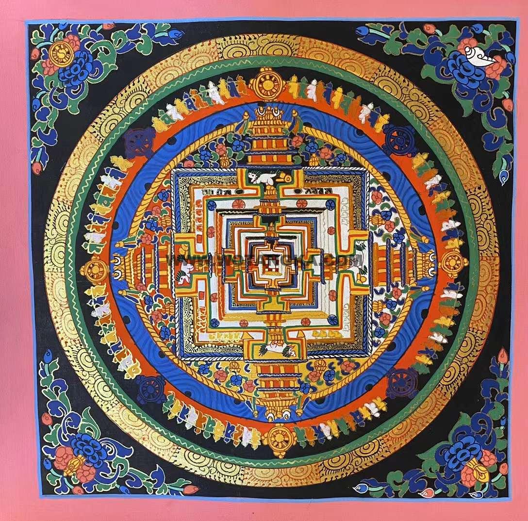 编号191-902413:彩绘唐卡-时轮金刚坛城(100*100CM左右)