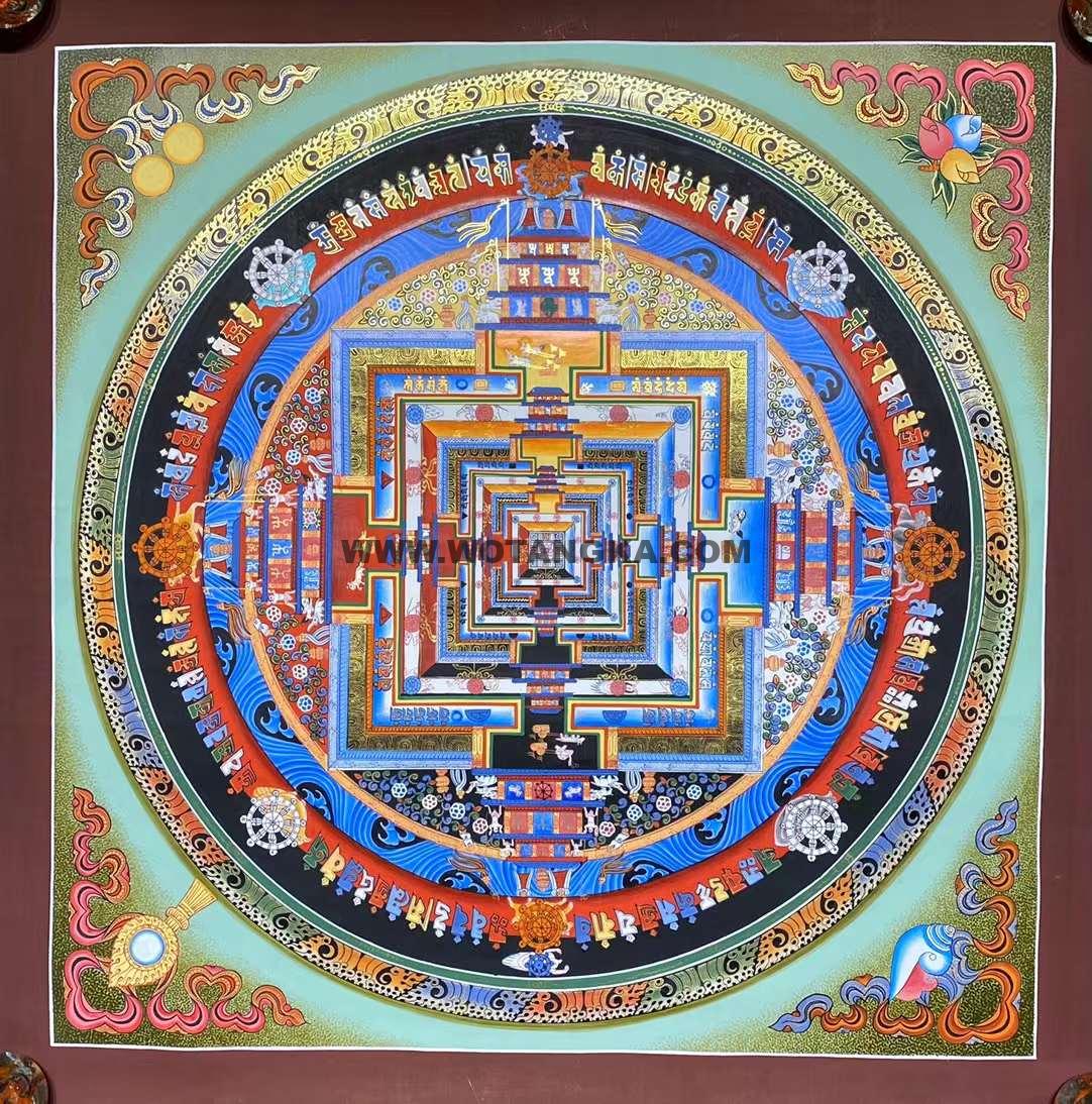 编号191-785983：彩绘唐卡-时轮金刚坛城（100*100CM左右）