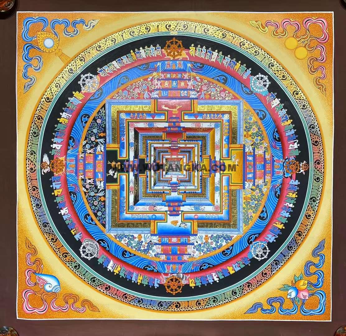编号191-581196:彩绘唐卡-时轮金刚坛城(100*100CM左右)