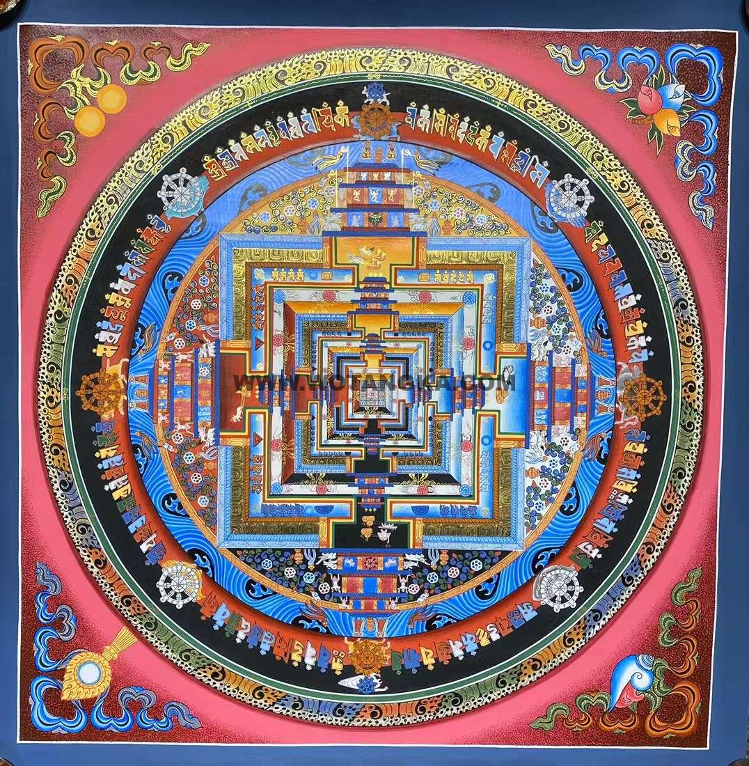 编号191-803683：彩绘唐卡-时轮金刚坛城（100*100CM左右）