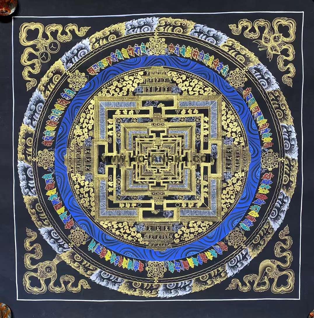 编号191-839175：黑金唐卡-时轮金刚坛城（150*150CM左右）