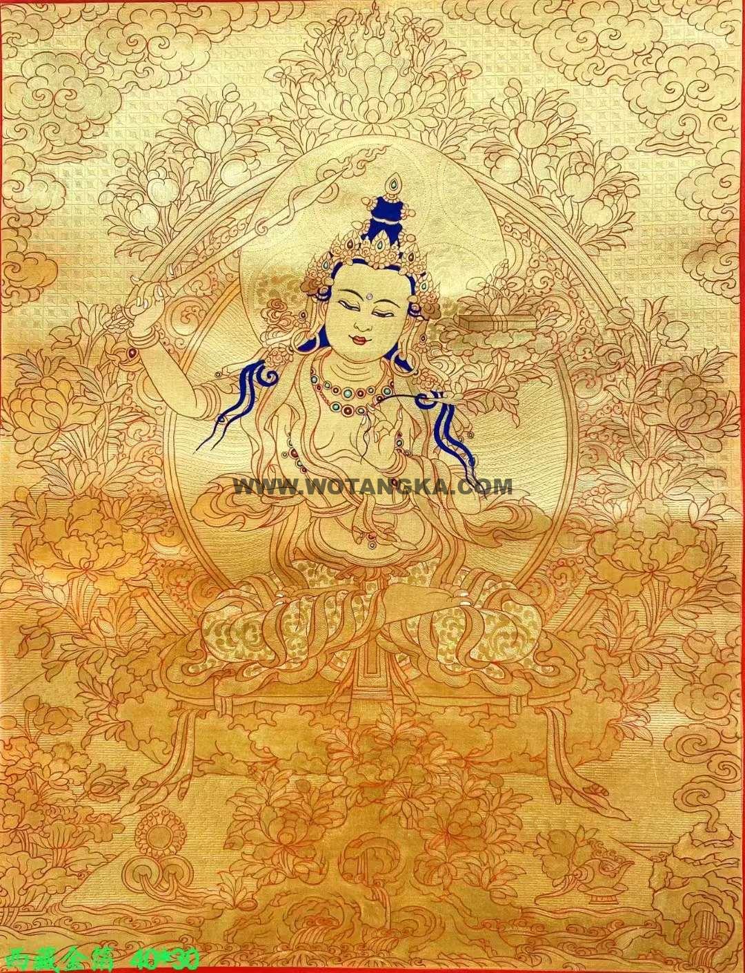 编号138-687972：黄金唐卡-文殊菩萨（40*30CM左右）