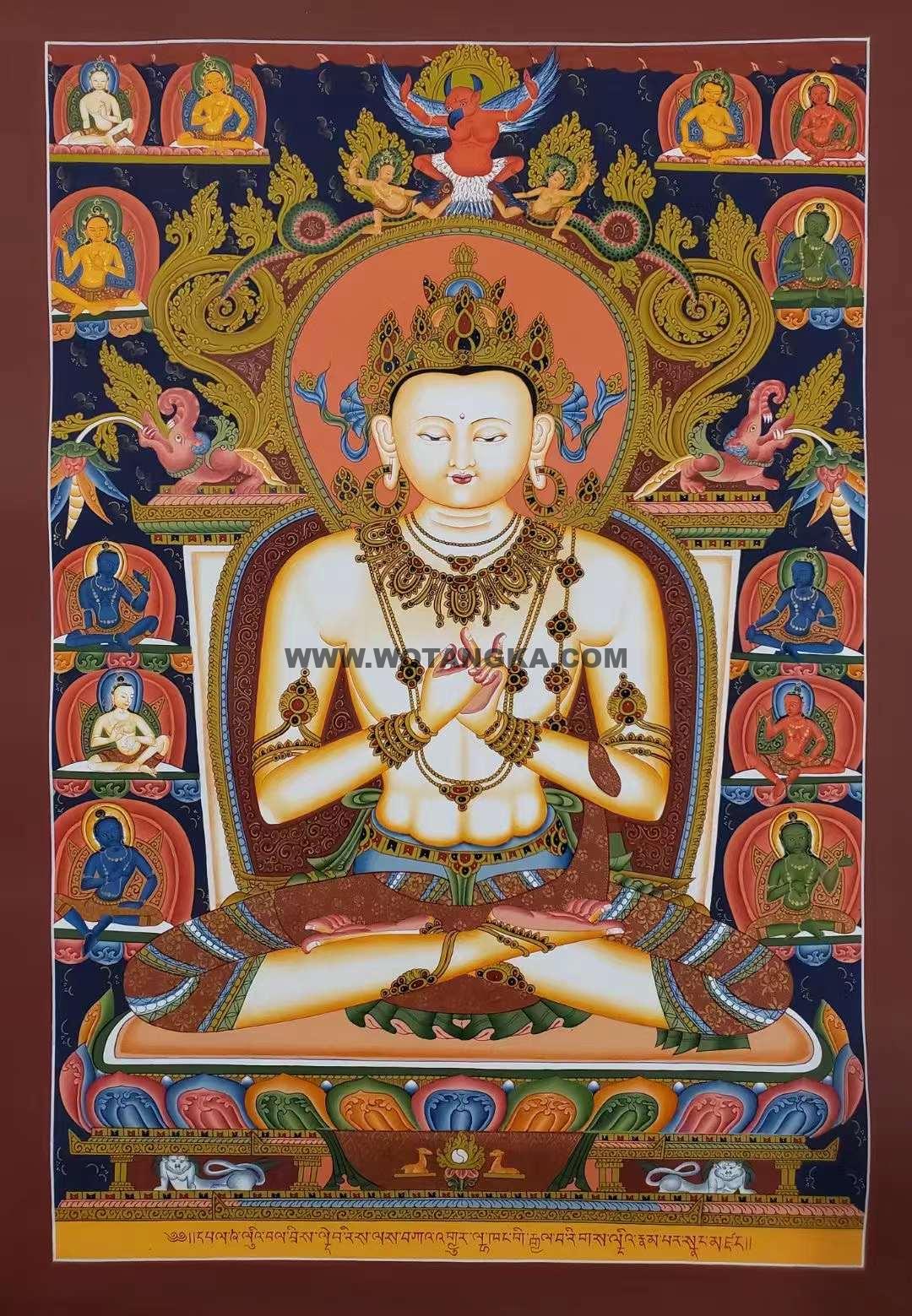 编号162-553412：彩绘唐卡-五方佛·大日如来（65*43CM左右）