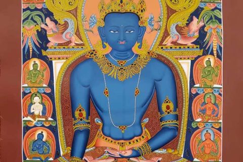 编号162-670949：彩绘唐卡-五方佛·不动如来（65*43CM左右）