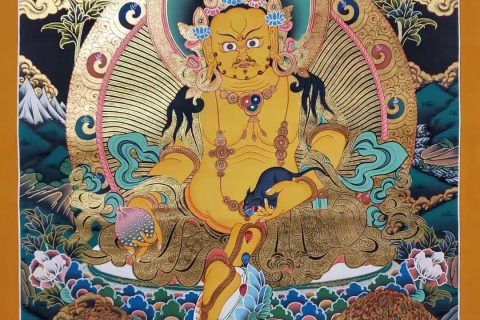 编号153-245195：彩绘唐卡-五方财神（150*100CM左右）