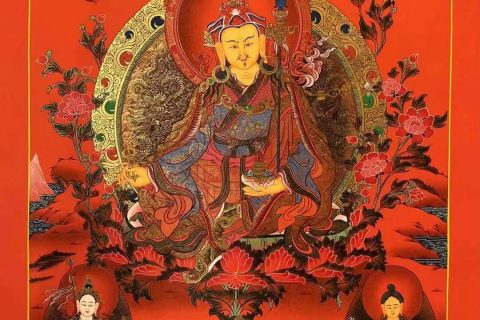 编号153-147499：红金唐卡-莲花生大士（75*50CM左右）