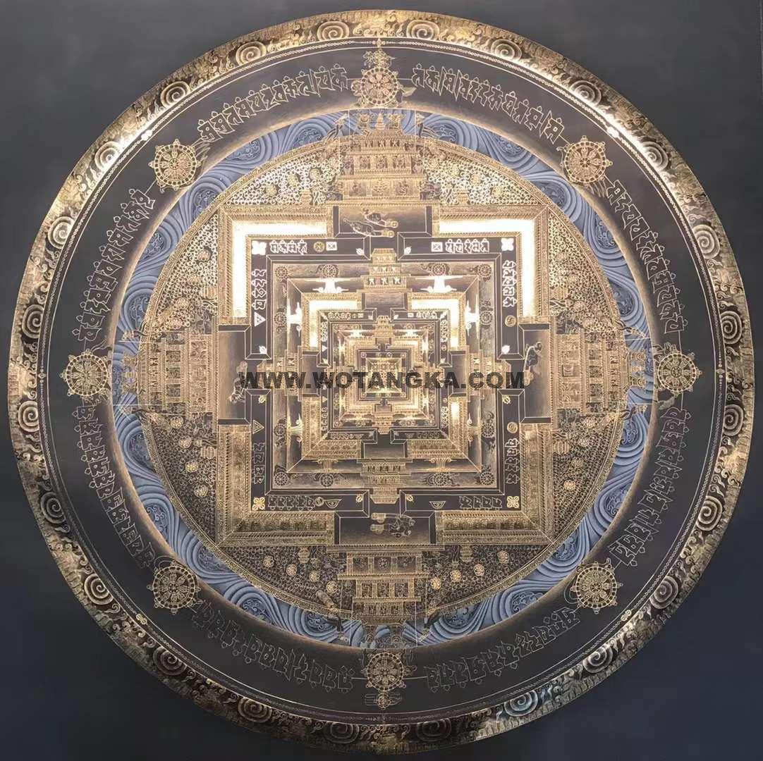 编号172-602957：黑金唐卡-时轮金刚坛城（100*100CM左右）