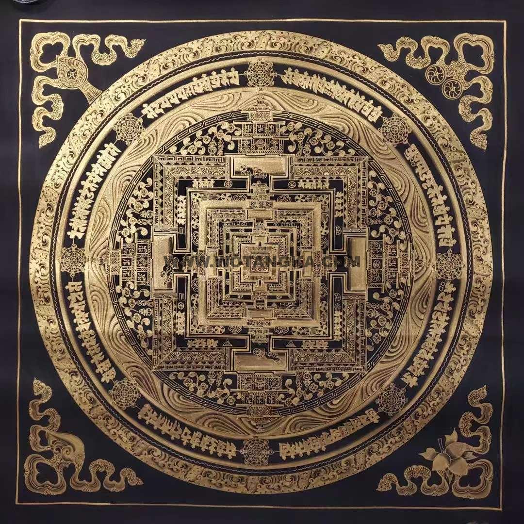 编号191-120020：黑金唐卡-时轮金刚坛城（100*100CM左右）