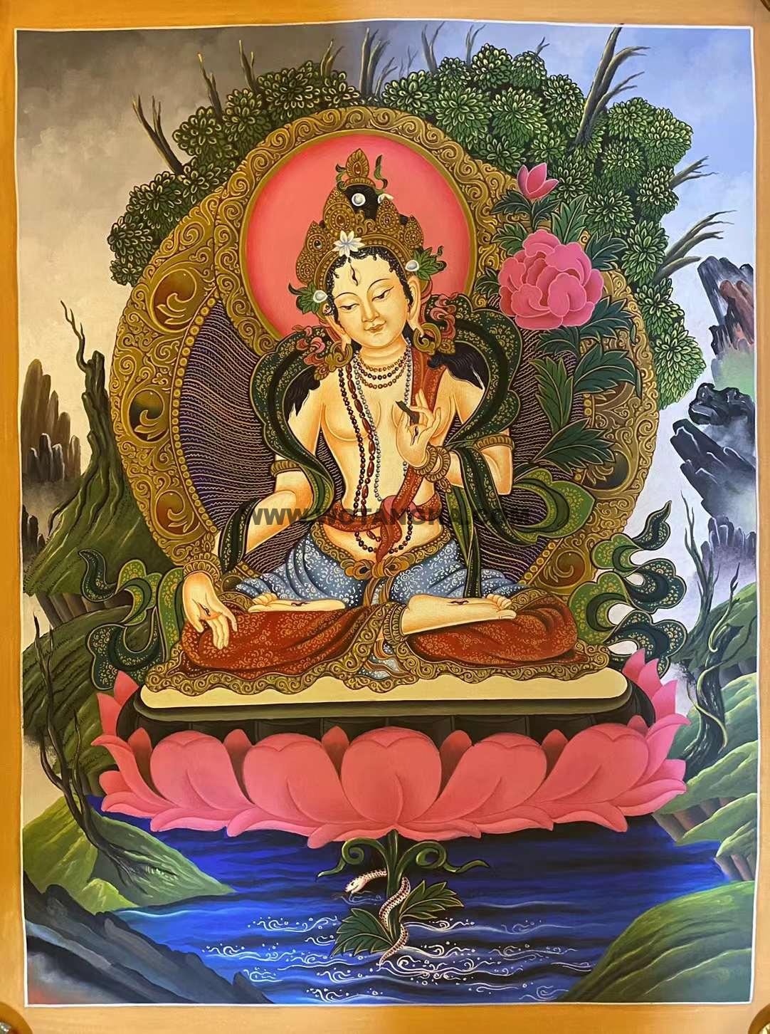 编号153-361428:彩绘唐卡-白度母(65*40CM左右)