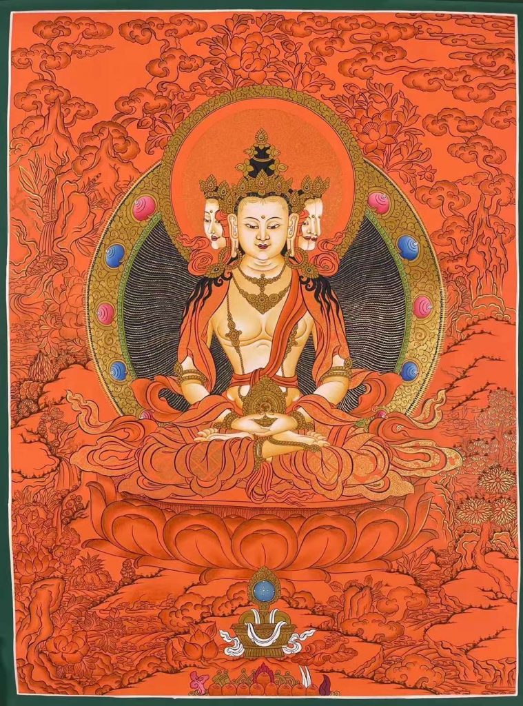 编号172-750263：红金唐卡-四面大日如来（75*50CM左右）
