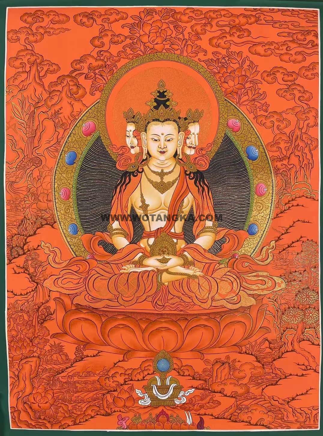 编号172-750263:红金唐卡-四面大日如来(75*50CM左右)