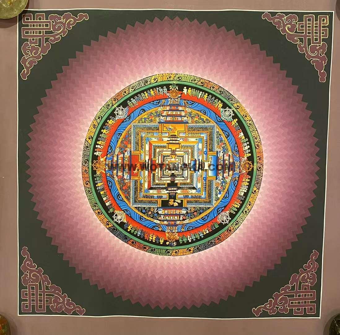 编号191-365027：彩绘唐卡-时轮金刚坛城（40*40CM左右）