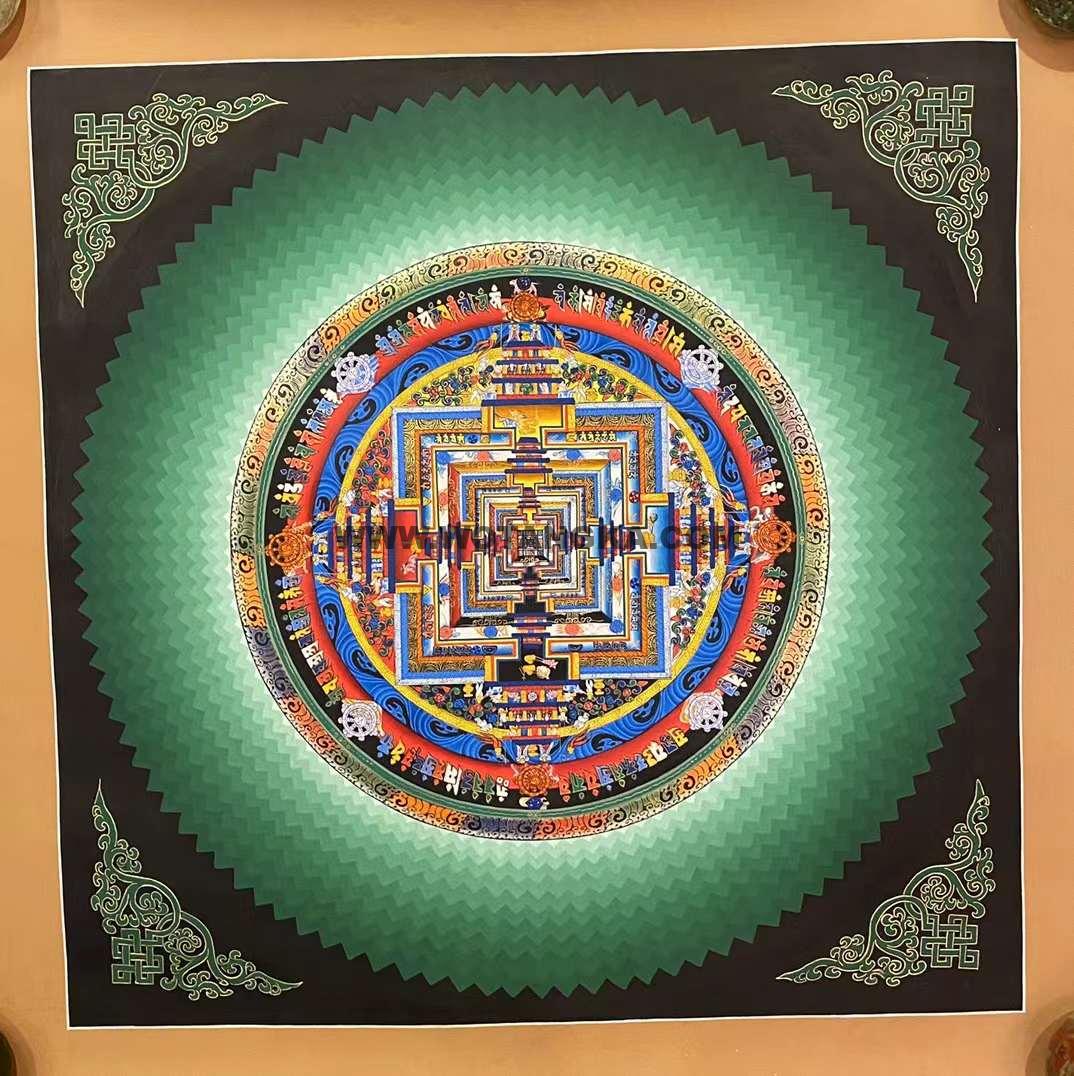 编号191-399093：彩绘唐卡-时轮金刚坛城（70*70CM左右）
