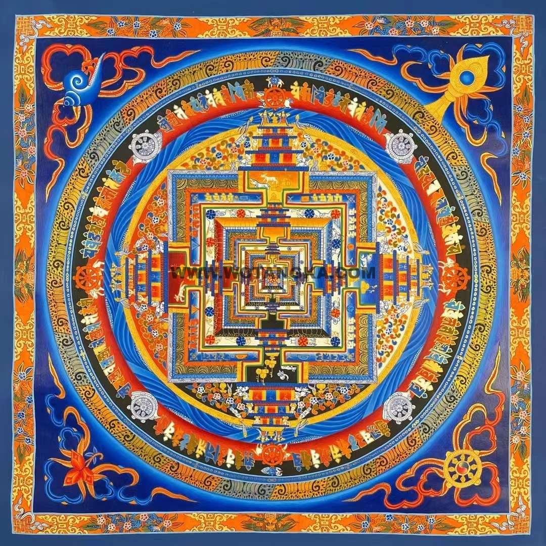 编号172-578939:彩绘唐卡-时轮金刚坛城(100*100CM左右)