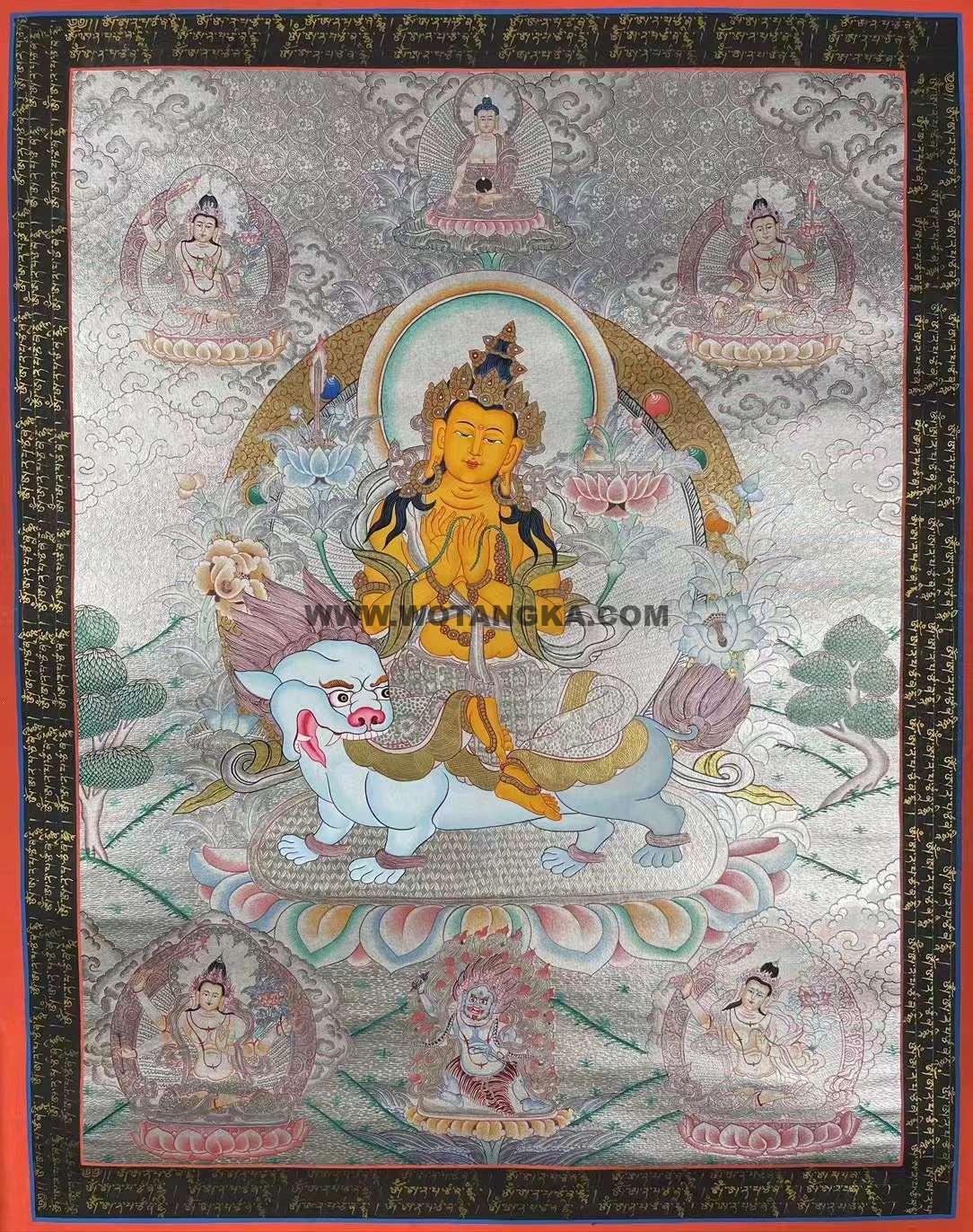 编号172-845150:白银唐卡-文殊菩萨·五部文殊(90*55CM左右)