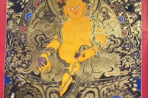 编号153-607520：黑金唐卡-五方财神（150*105CM左右）