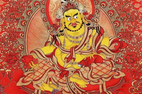 编号138-330817：红金唐卡-黄财神（82*59CM左右）