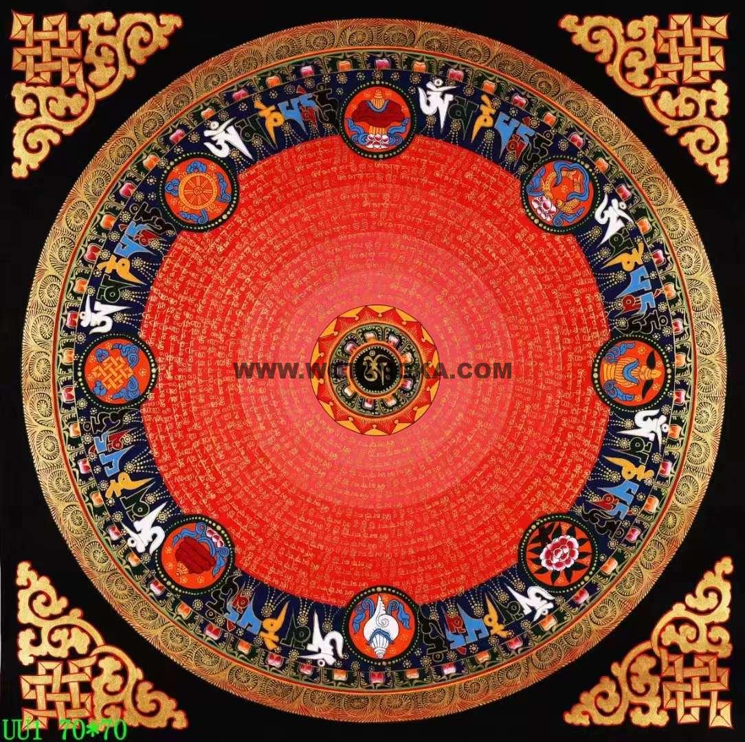 编号138-789120：彩绘唐卡-吉祥八宝坛城（70*70CM左右）