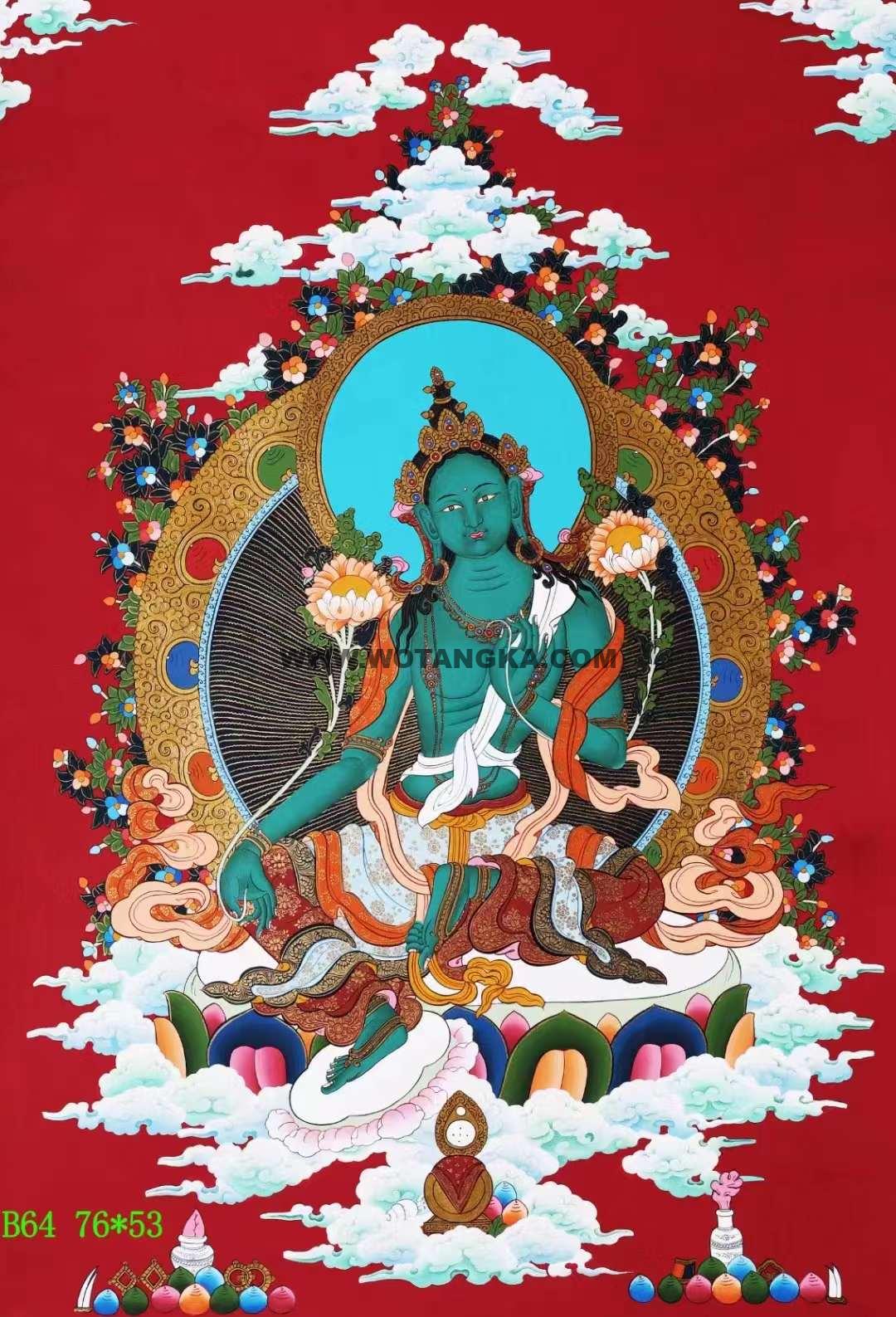 编号138-687200：彩绘唐卡-绿度母（76*53CM左右）