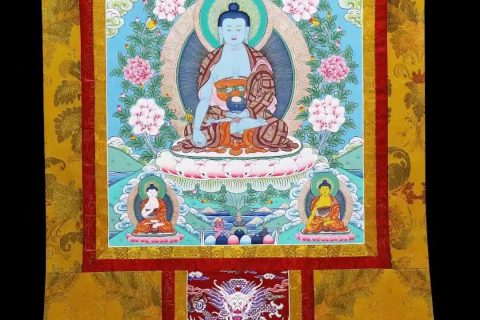 编号138-833648：彩绘唐卡-药师佛（75*52CM左右）