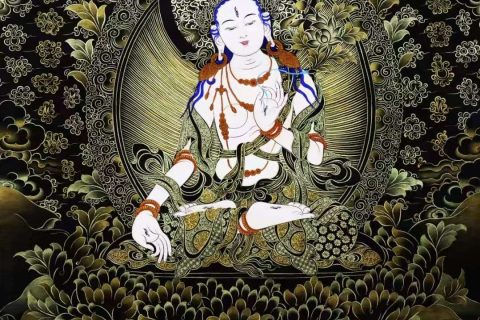 编号138-259256：彩绘唐卡-白度母（70*54CM左右）