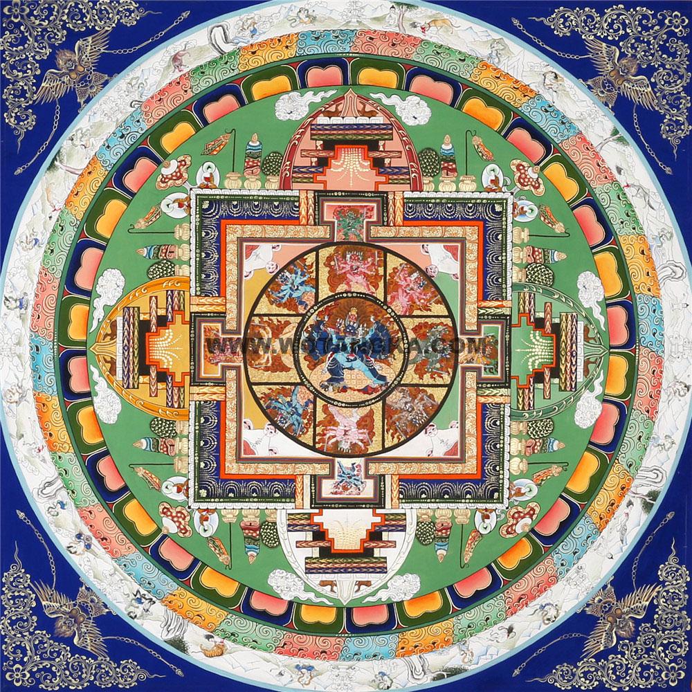 编号188-377647:彩绘唐卡-大威德金刚坛城(150*150CM左右)