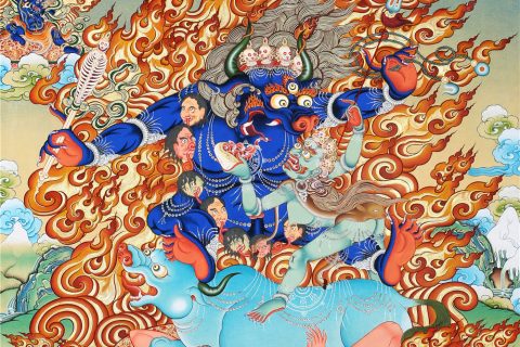 编号188-407538：彩绘唐卡-黑阎魔敌（90*65CM左右）