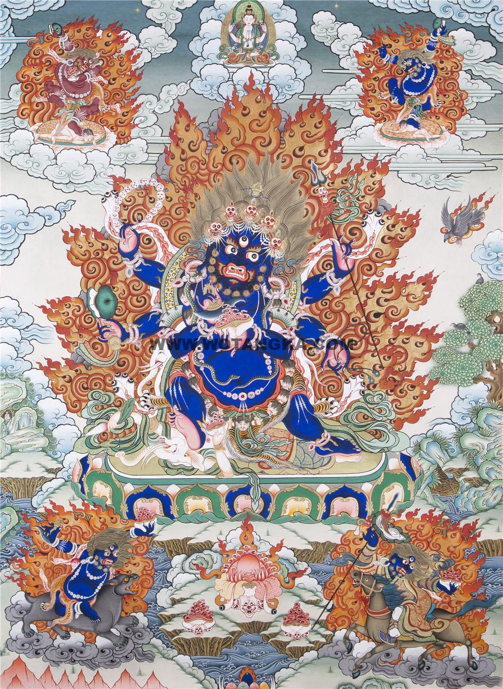 彩绘唐卡-六臂大黑天