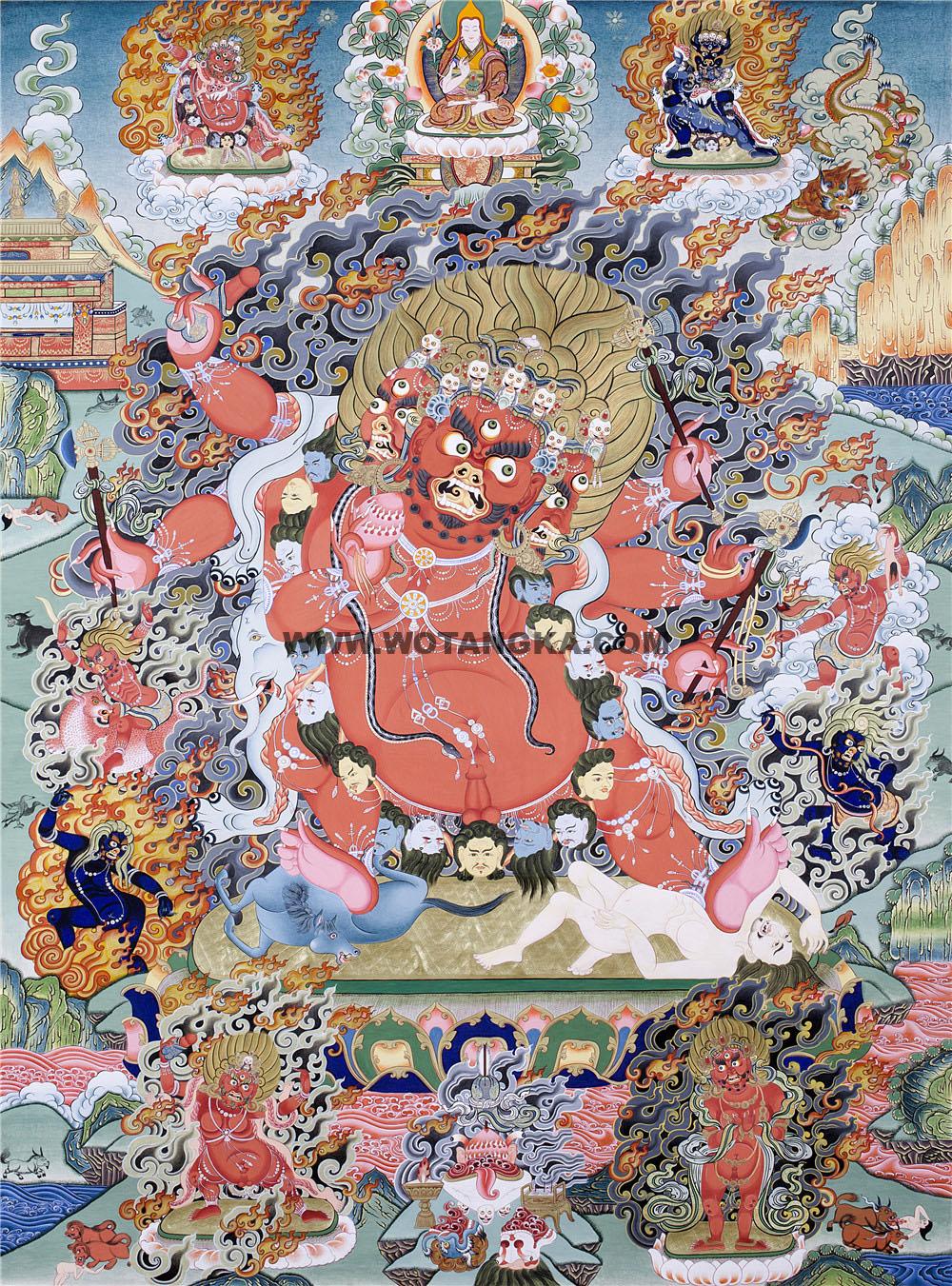 彩绘唐卡-大红司命主