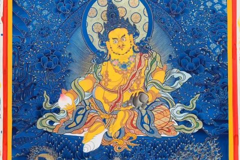 编号188-545095：蓝金唐卡-五方财神（100*70CM左右）