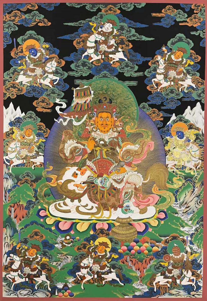 编号172-480550：彩绘唐卡-八马财神（100*70CM左右）