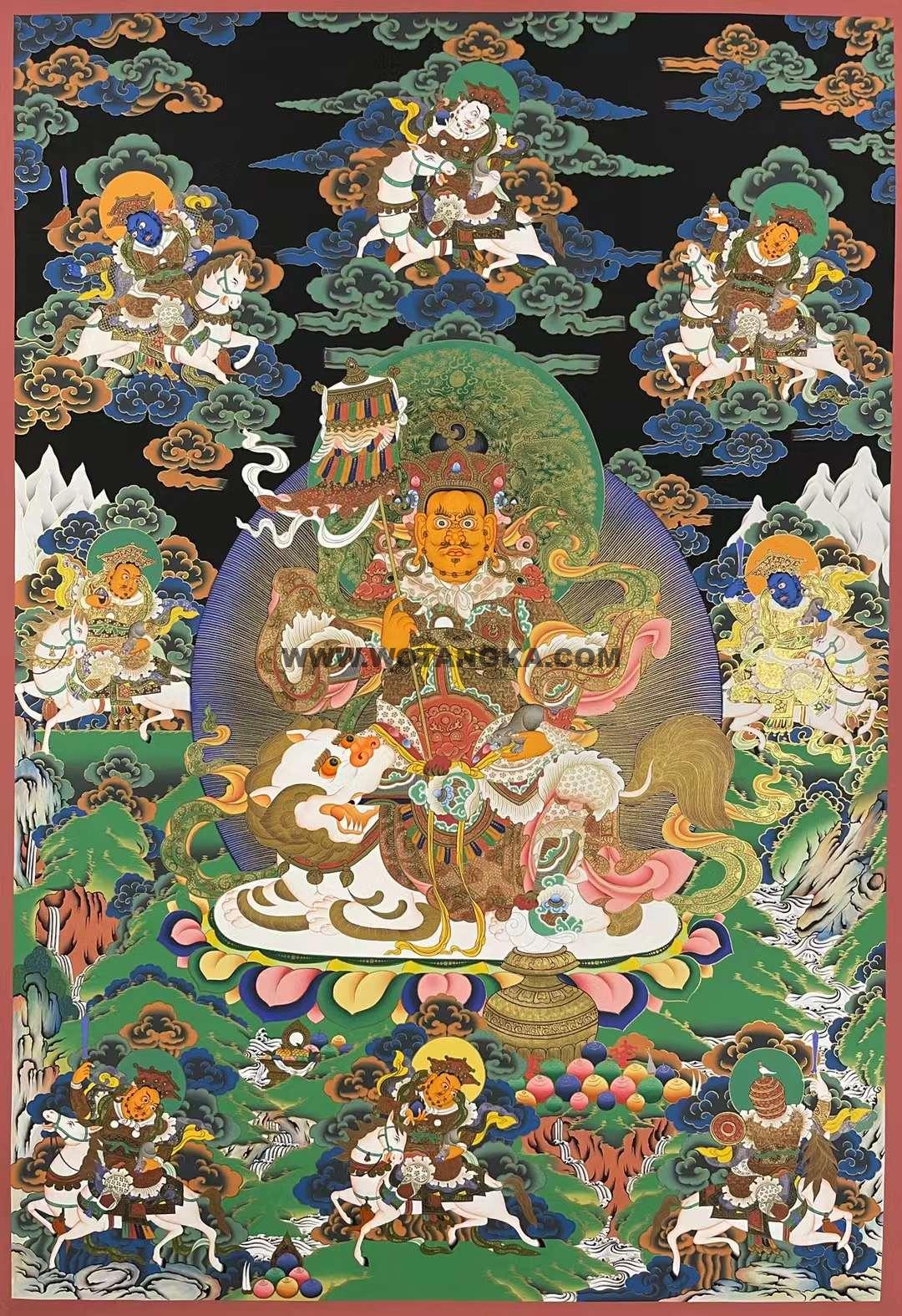 编号172-480550：彩绘唐卡-八马财神（100*70CM左右）