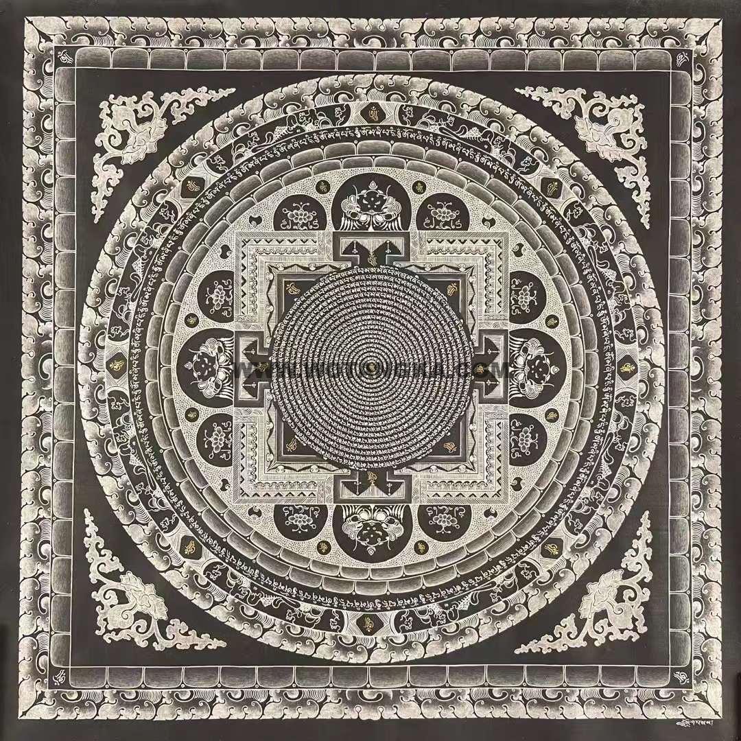 编号172-689813：黑银唐卡-时轮金刚坛城（150*150CM左右）