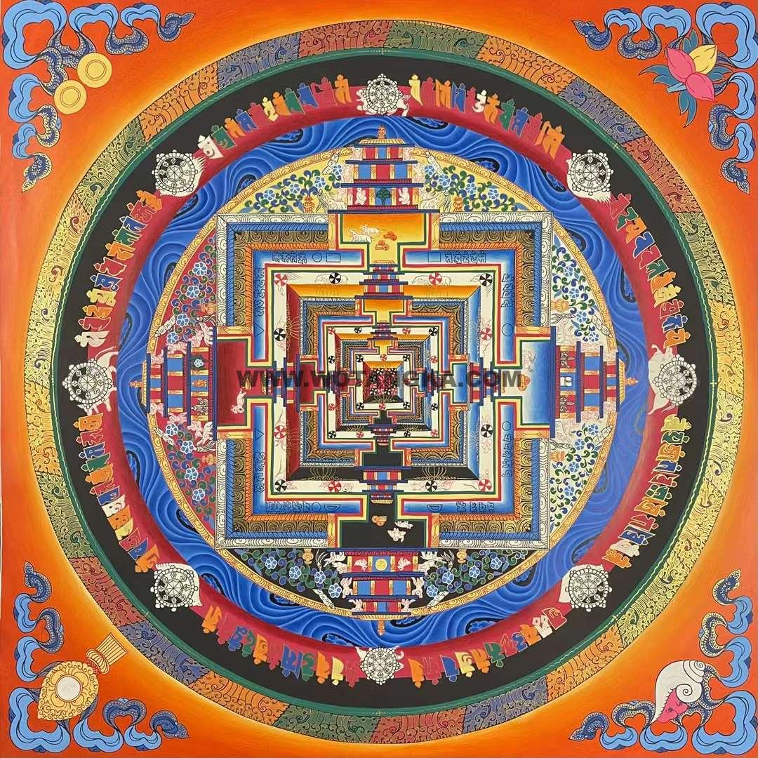 编号191-518448：彩绘唐卡-时轮金刚坛城（150*150CM左右）