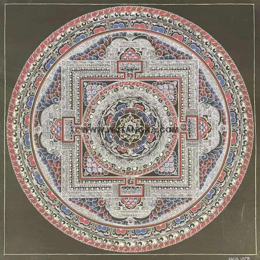 编号191-929893：白银唐卡-时轮金刚坛城（30*30CM左右）