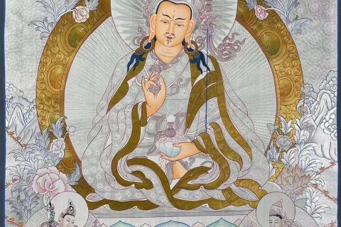 编号172-222411：白银唐卡-莲花生大士（75*50CM左右）