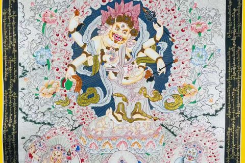 编号172-257620：白银唐卡-白六臂玛哈嘎拉·五方财神（80*60CM左右）