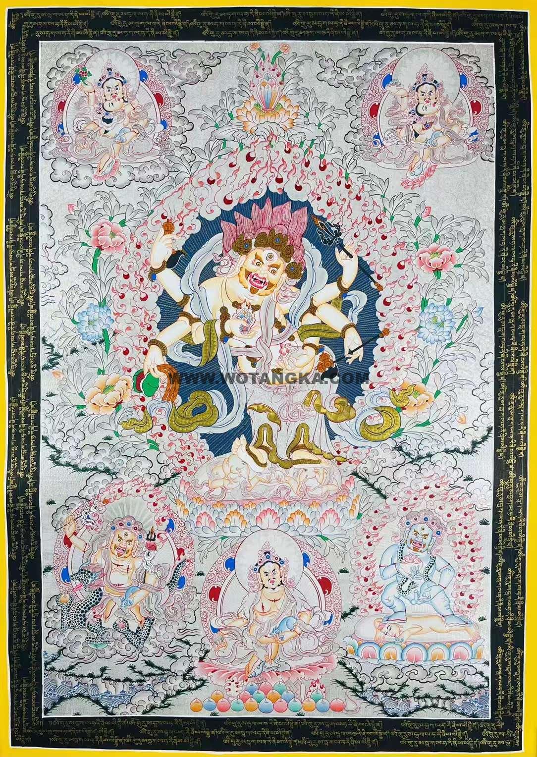 编号172-257620：白银唐卡-白六臂玛哈嘎拉·五方财神（80*60CM左右）