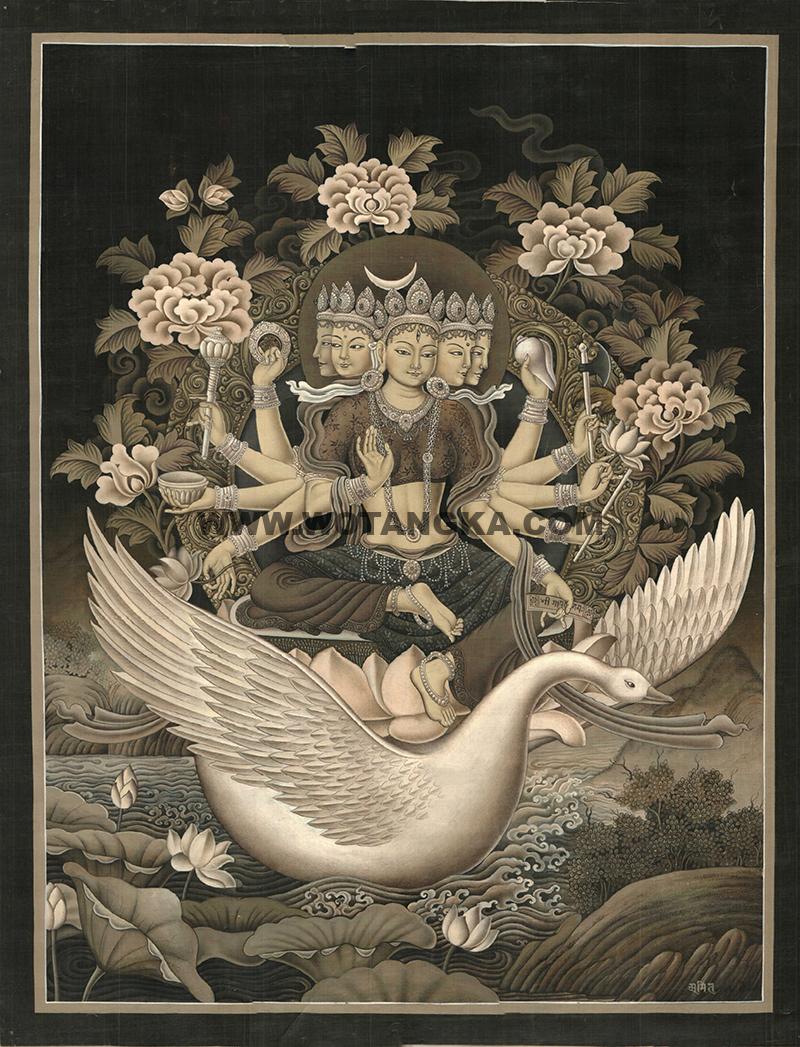 编号188-630428:彩绘唐卡-妙音天女(46*34CM左右)
