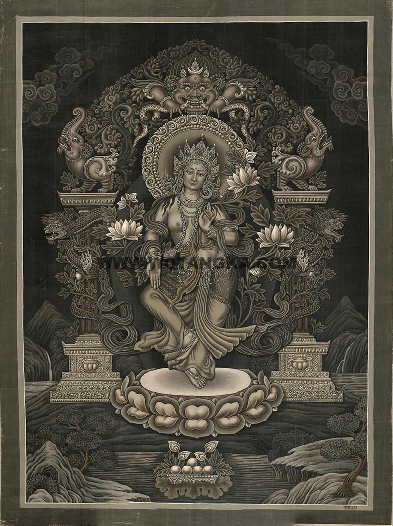 编号188-328524：彩绘唐卡-绿度母（54*38CM左右）