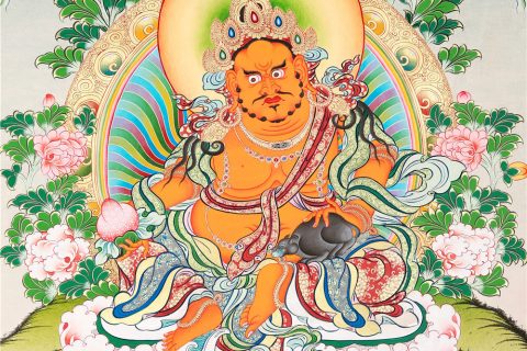 彩绘唐卡-黄财神