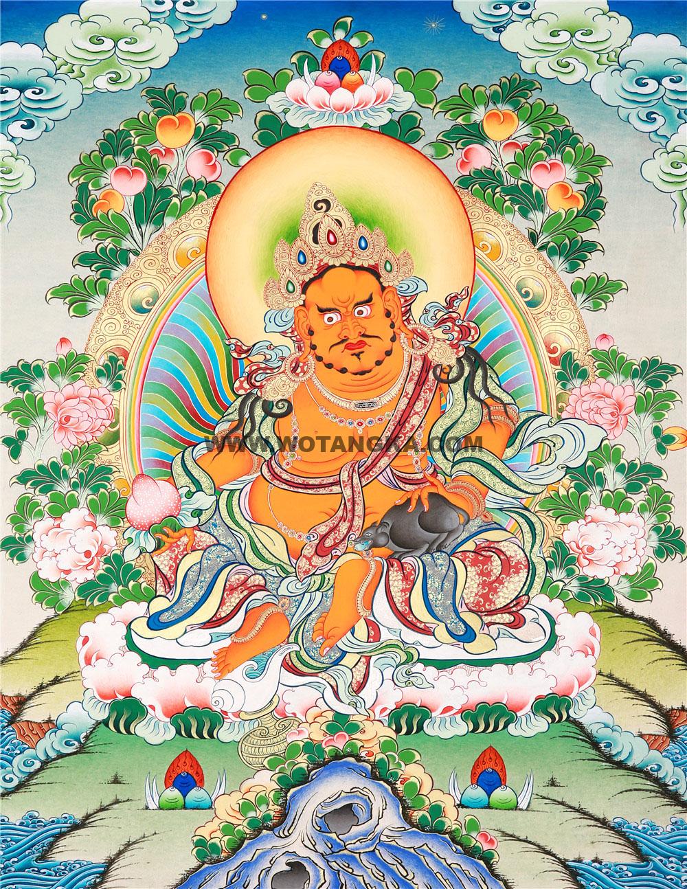 彩绘唐卡-黄财神