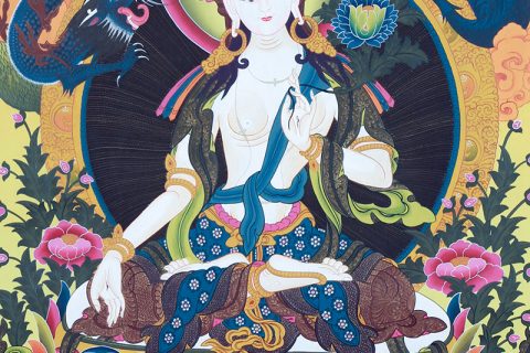彩绘唐卡-白度母