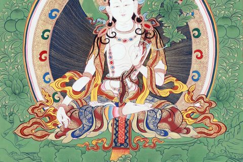 彩绘唐卡-白度母