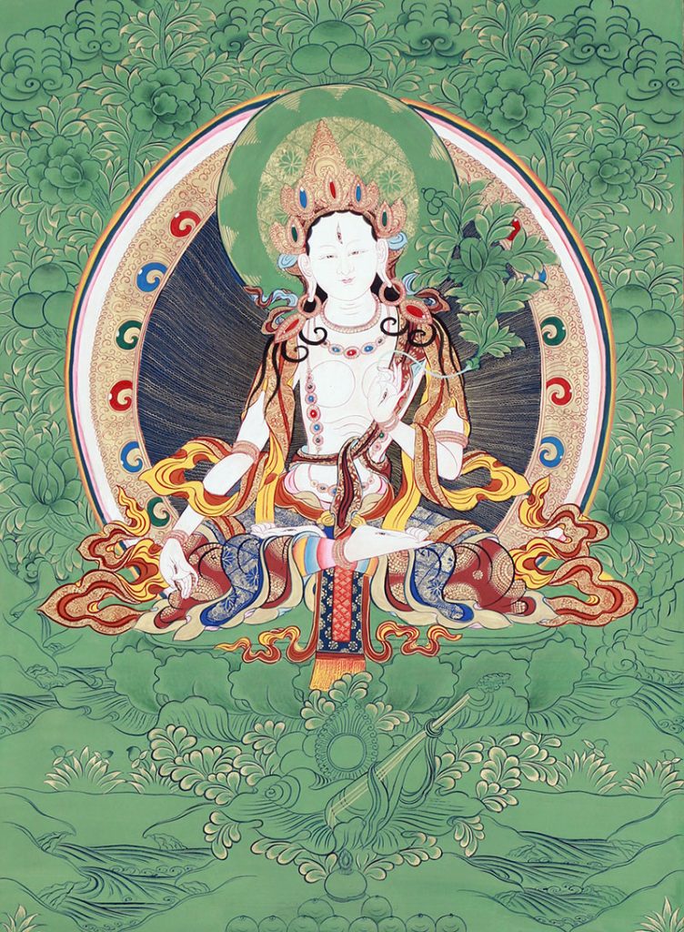 彩绘唐卡-白度母