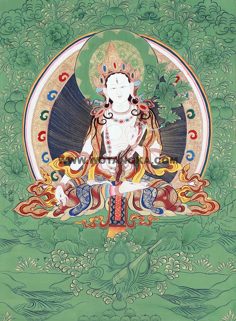彩绘唐卡-白度母