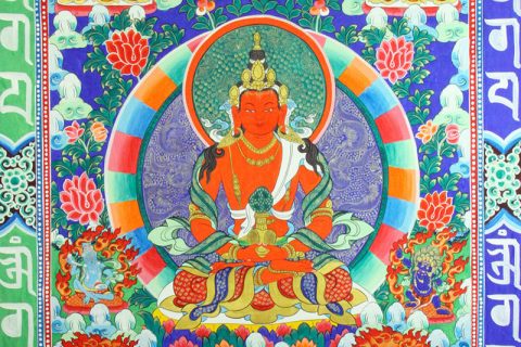 彩绘唐卡-长寿佛