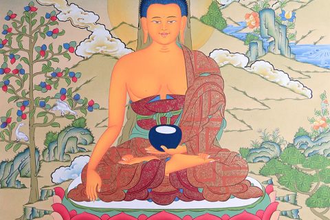 彩绘唐卡-释迦牟尼佛