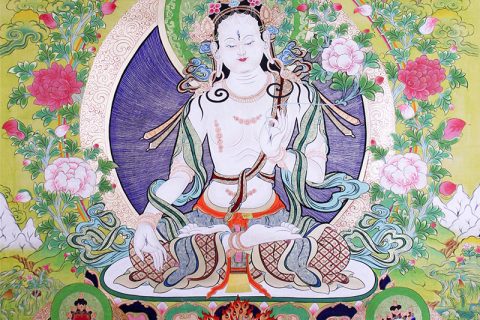 彩绘唐卡-白度母