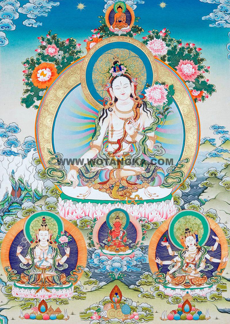 彩绘唐卡-白度母